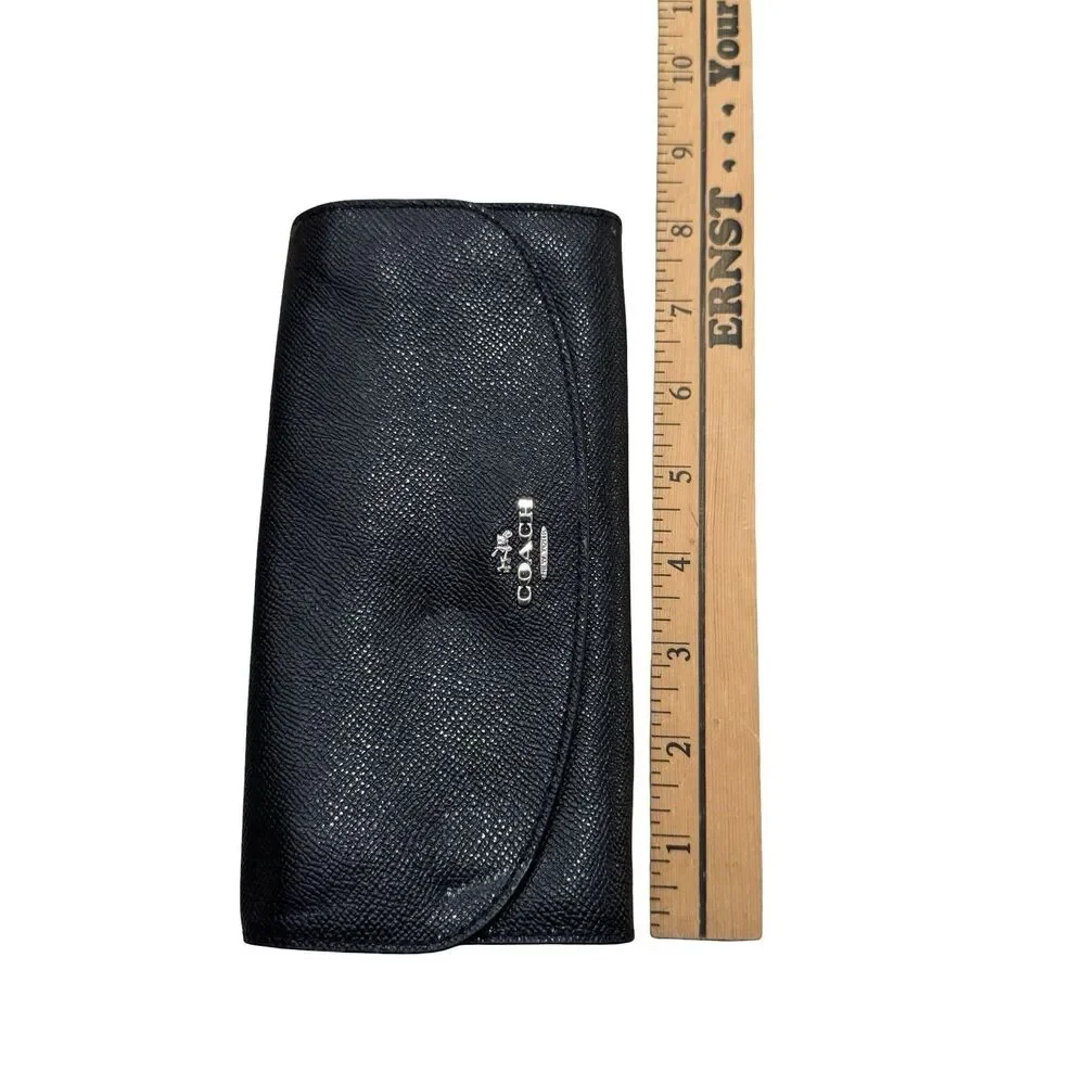 Coach Folding Wallet Black Zipper Pocket Credit Card Women's